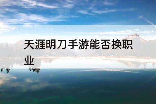 天涯明刀手游能否换职业