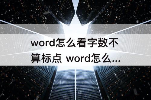 word怎么看字数不算标点 word怎么看字数不算标点符号