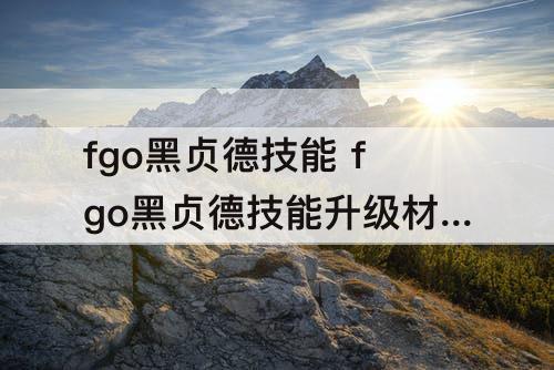 fgo黑贞德技能 fgo黑贞德技能升级材料