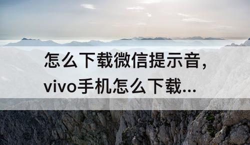 怎么下载微信提示音，vivo手机怎么下载微信提示音