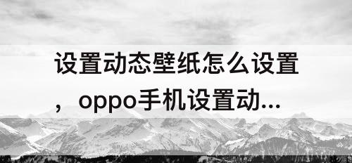 设置动态壁纸怎么设置，oppo手机设置动态壁纸怎么设置