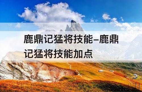 鹿鼎记猛将技能-鹿鼎记猛将技能加点