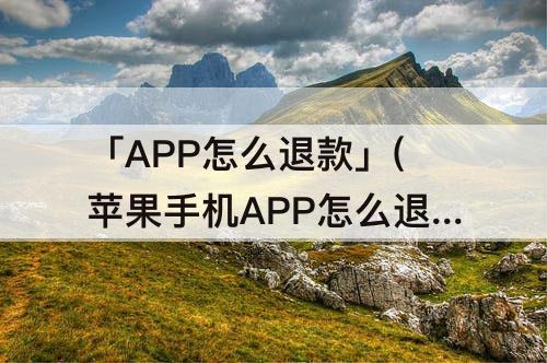 「APP怎么退款」(苹果手机APP怎么退款)