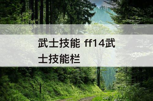 武士技能 ff14武士技能栏