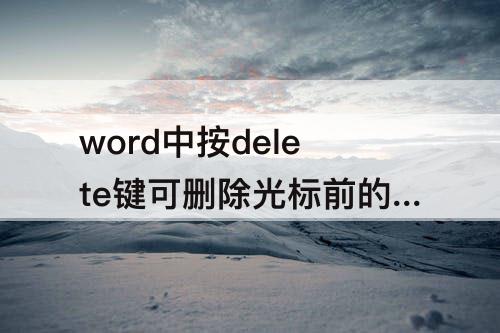 word中按delete键可删除光标前的字符 在word中按delete键可删除光标前的字符对吗