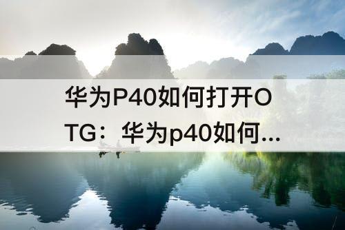 华为P40如何打开OTG：华为p40如何打开OTG功能